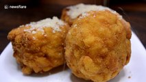 Serbian chef shows how to make delicious fried macaroni cheese balls