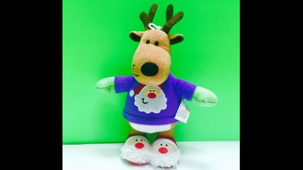 Christmas Jingle Bells Singing Musical Santa Reindeer Stuffed Toy