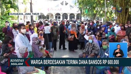Demi Bansos 600 Ribu, Warga Berdesak-desakan di Kantor Pos