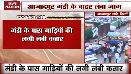 long jam near Delhi's Azadpur mandi in Lockdown situation