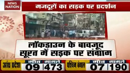 Coronavirus : Workers protest in Surat to demand to go home