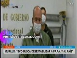 Ministro Murillo envía carta a Evo Morales para que deje de incitar a la violencia, el caos y la división