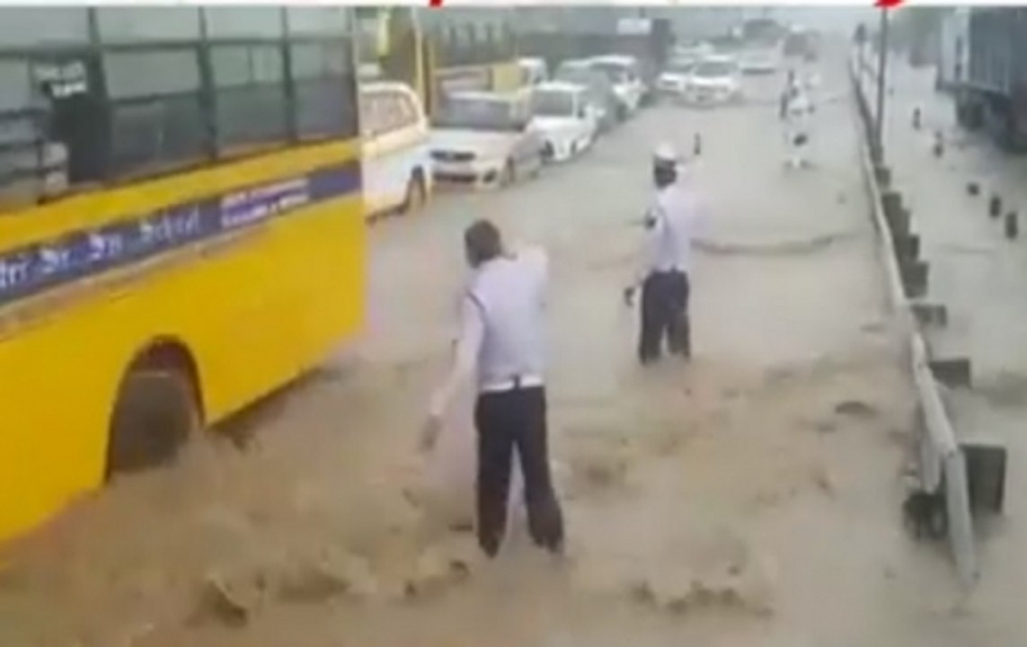 Gurugram: Heavy rain lashes city, water logging...