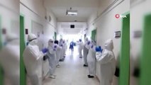 Korona virüs tedavisi biten 4 hasta sağlık çalışanları tarafından alkışlarla uğurlandı