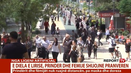 Report TV - Edhe sot liri-dalje, Parku i Liqenit të Tiranës mbushet me fëmijë e prindër