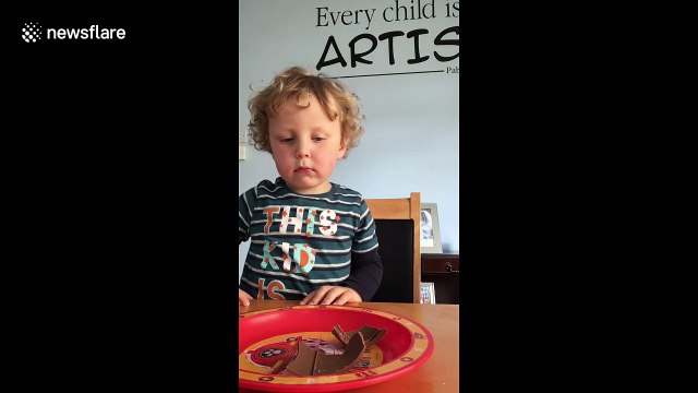 But it wasn't me! Toddler adorably fails at temptation challenge