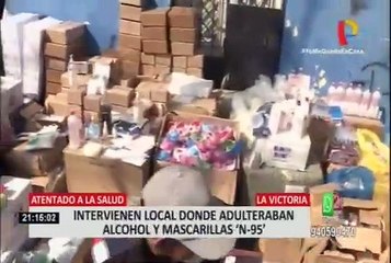 La Victoria: intervienen local que adulteraban alcohol y mascarillas