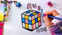 Drawing and Coloring Rubiks Cube easy Learn Colors for kids