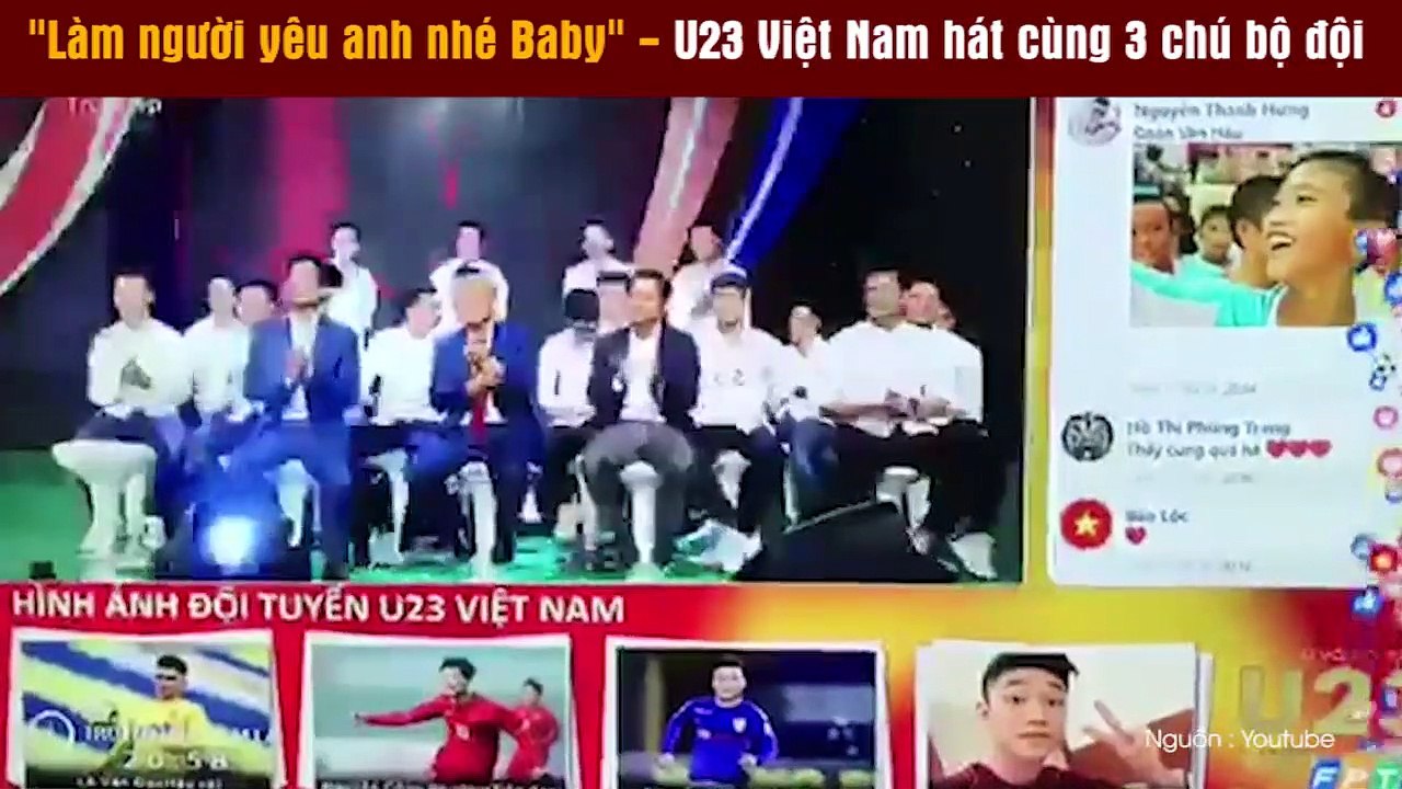 - U23 Việt Nam hát cùng 3 chú bộ đội