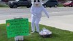 Grandma in Bunny Costume Dances in Yard For Family to Celebrate Easter Quarantine Style