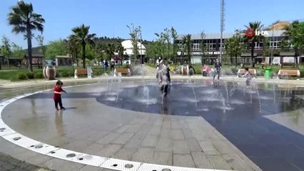 Uzun zaman sonra dışarı çıkan çocuklar Şelale Eğitim Parkında doyasıya eğlendi