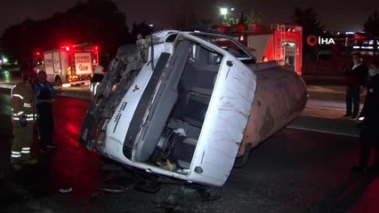 Başakşehir'de kontrolden çıkan vidanjör devirdi: 1 yaralı