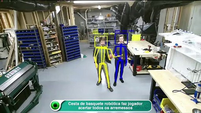 Cesta de basquete robótica faz jogador acertar todos os arremessos
