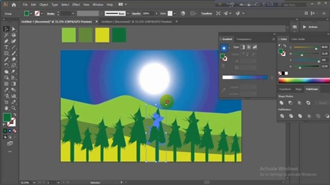 Simple landscape design in adobe illustrator