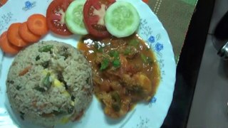 Fried Rice || Vegetable & chicken fried rice with prawn curry