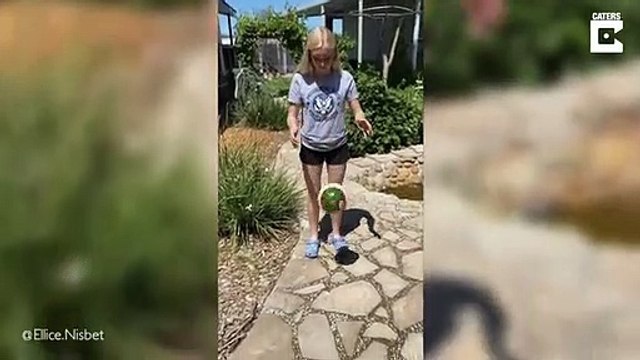 Faire tomber une pastèque entourée d'élastiques (Fail)