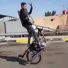 One wheel bike riding