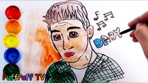 Glitter Drawing Justin Bieber and Puppy