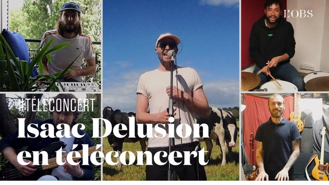 Isaac Delusion joue Disorder en téléconcert muticam depuis un champ de vaches