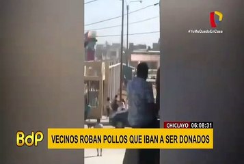 Chiclayo: vecinos descontrolados saquearon donación de pollos