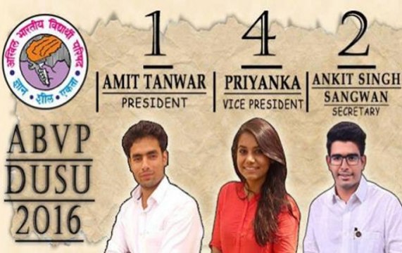 ABVP wins President, Vice President and Secretary posts, NSUI wins Joint Secy