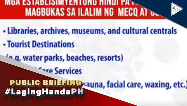 #LagingHanda | Mga ilang establisimyentong hindi pa pinayagang magbukas sa ilalim ng MECQ at GCQ