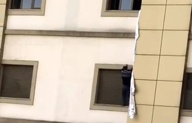 Koronavirüs şüphelisi, çarşafları birleştirerek hastaneden kaçmaya çalıştı