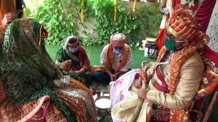 MARRIAGE IN LOCKDOWN WITH SOCIAL DISTANCING IN JAMNAGAR ATTENDED BY DHARMENDRASINH JADEJA EX MLA BJP