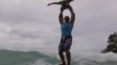 Acrobatic Duo Performs Eye-Catching Poses While Tandem Surfing