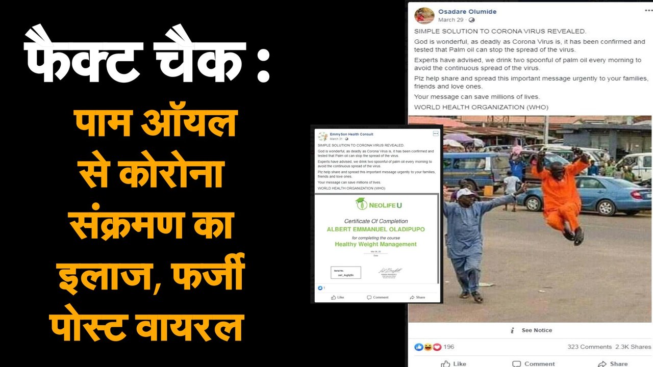 Fact Check : पाम ऑयल से कोरोना संक्रमण का इलाज, फर्जी पोस्ट वायरल