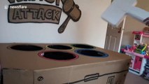 Mom and dad spend two days building Whack-a-Mole game using kids as moles - and it even comes with sound effects!
