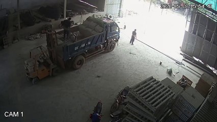 Working Man Falls From Work Truck