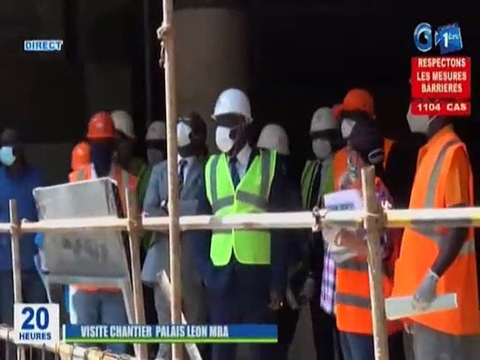 RTG / Visite du 2ème vice-président de l’Assemblée Nationale sur le chantier en réhabilitation du palais LEON MBA