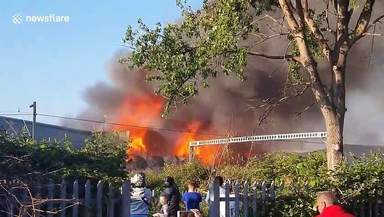 Huge flames uprise during the Barking fire in London