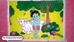 श्री कृष्ण जी का चित्र केसे बनाया जाता है|little krishna drawing for kids |how to draw little krishna with cow/
