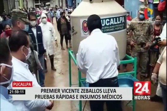 Pucallpa: Premier Vicente Zeballos lleva pruebas rápidas e insumos médicos