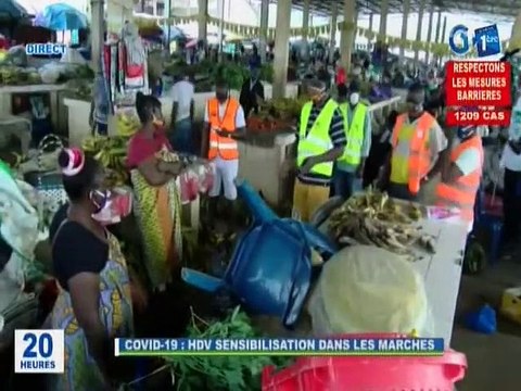 RTG / Lutte contre le covid 19 - Les responsables de l’HDV ont sillonné plusieurs marchés de Libreville pour sensibiliser les commerçants sur le respect des mesures barrières