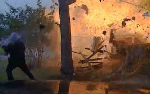 Five people injured in terrifying house explosion caught on camera