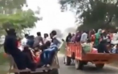 Tractor with 25 people on-board flipped due to high-speed near Moradabad
