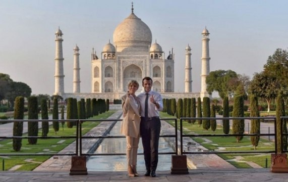 French President Emmanuel Macron visits Taj Mahal along with wife Brigitte Macron