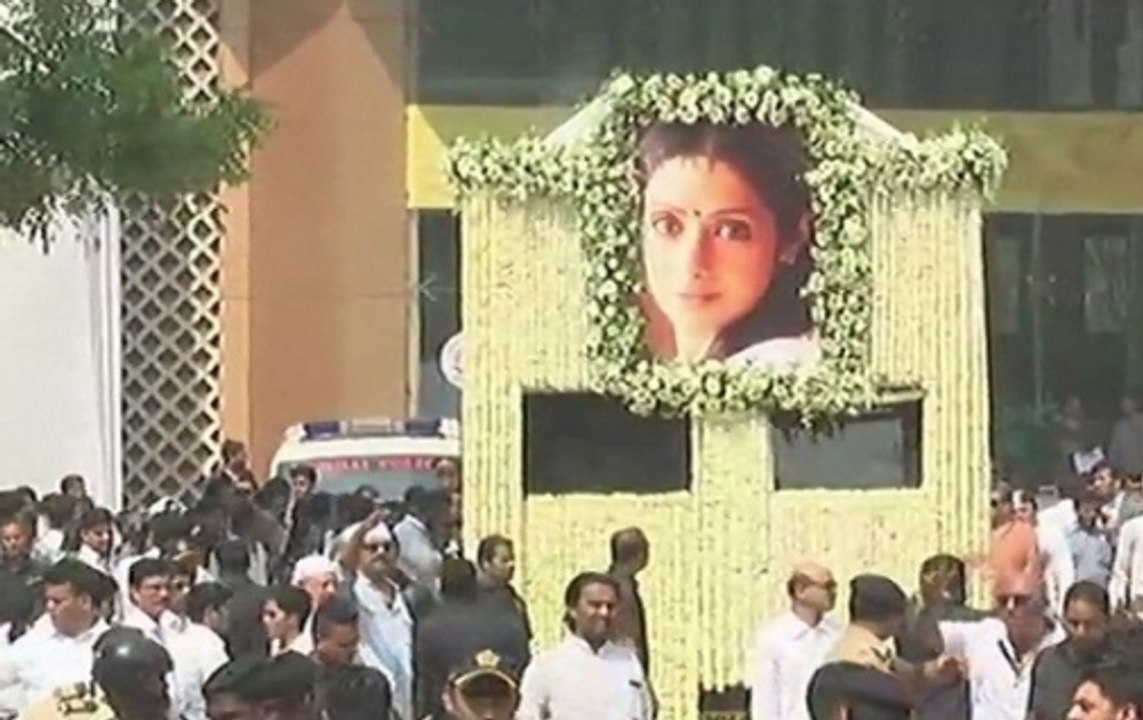 Sridevi funeral: Actress begins her last journey, draped in Tricolour