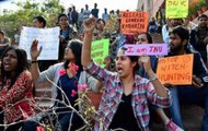JNU students protest over attendance rule, demand removal of VC Jagadesh Kumar
