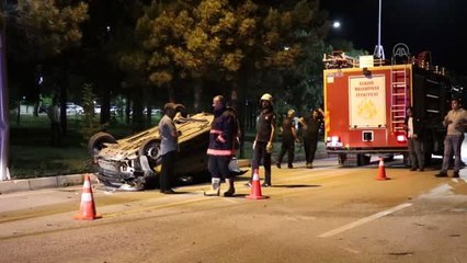 Takla atan otomobilin sürücüsü yaralandı