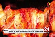 Largas colas hasta de dos horas para retirar pollo a la brasa