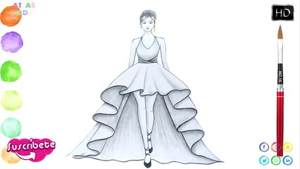 Cómo dibujar una princesa con un vestido hermoso...