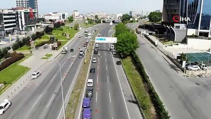 Kısıtlamanın ikinci gününde denetimler havadan görüntülendi