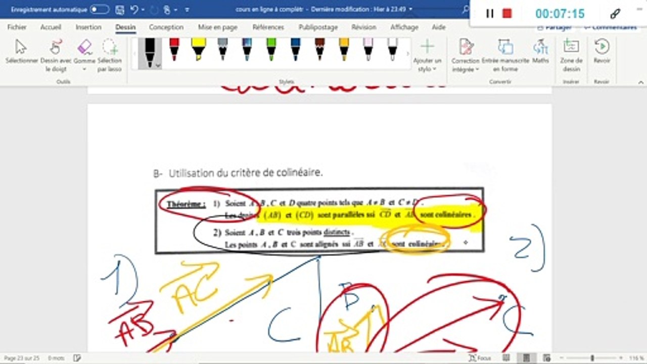 Seconde- Vecteurs colinéaires - Partie 5 sur 6