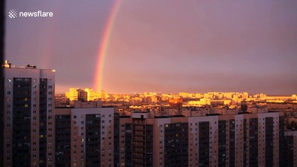 Stunning double rainbow dazzles in skies above St Petersburg after rain