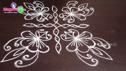 Beautiful Rangoli Design with Dots 7 x 7 | Chukkala Muggulu | Maguva TV | Simple Kolam - 7 x 7 dots