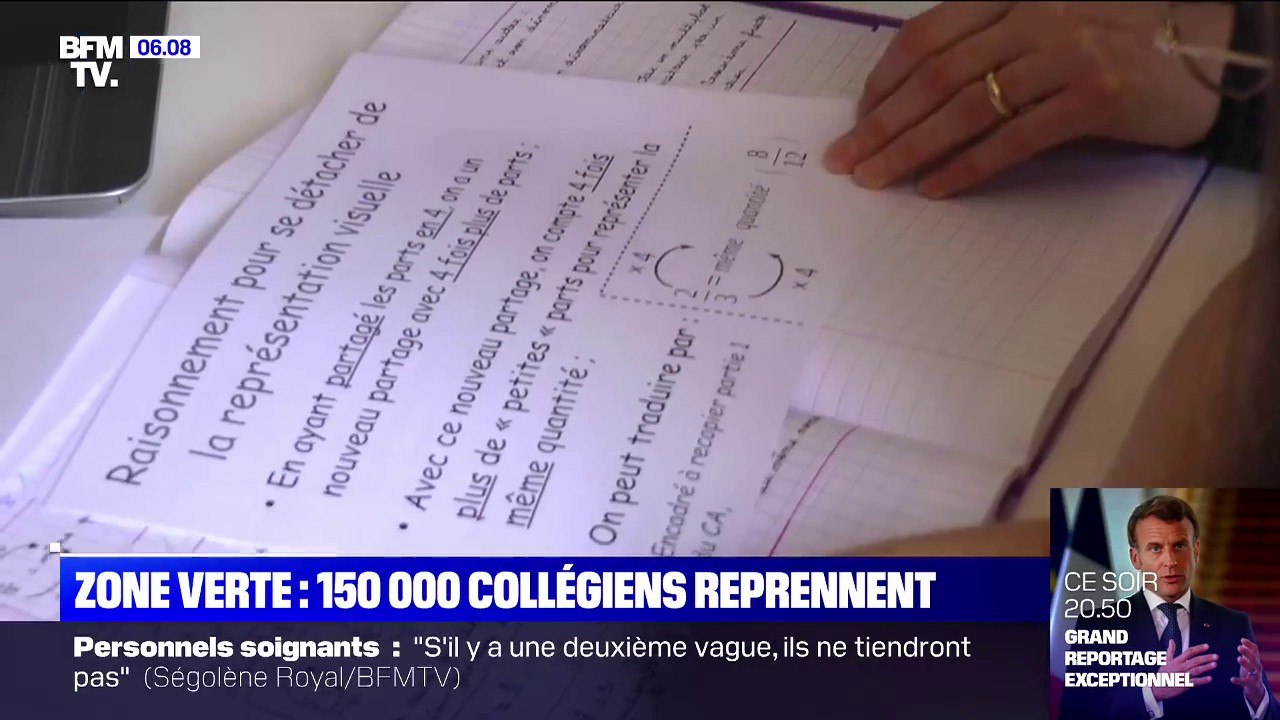 Zone verte: 150.000 collégiens reprennent les cours ce lundi